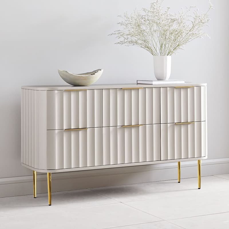 47" Fluted White 6-Drawer Dresser