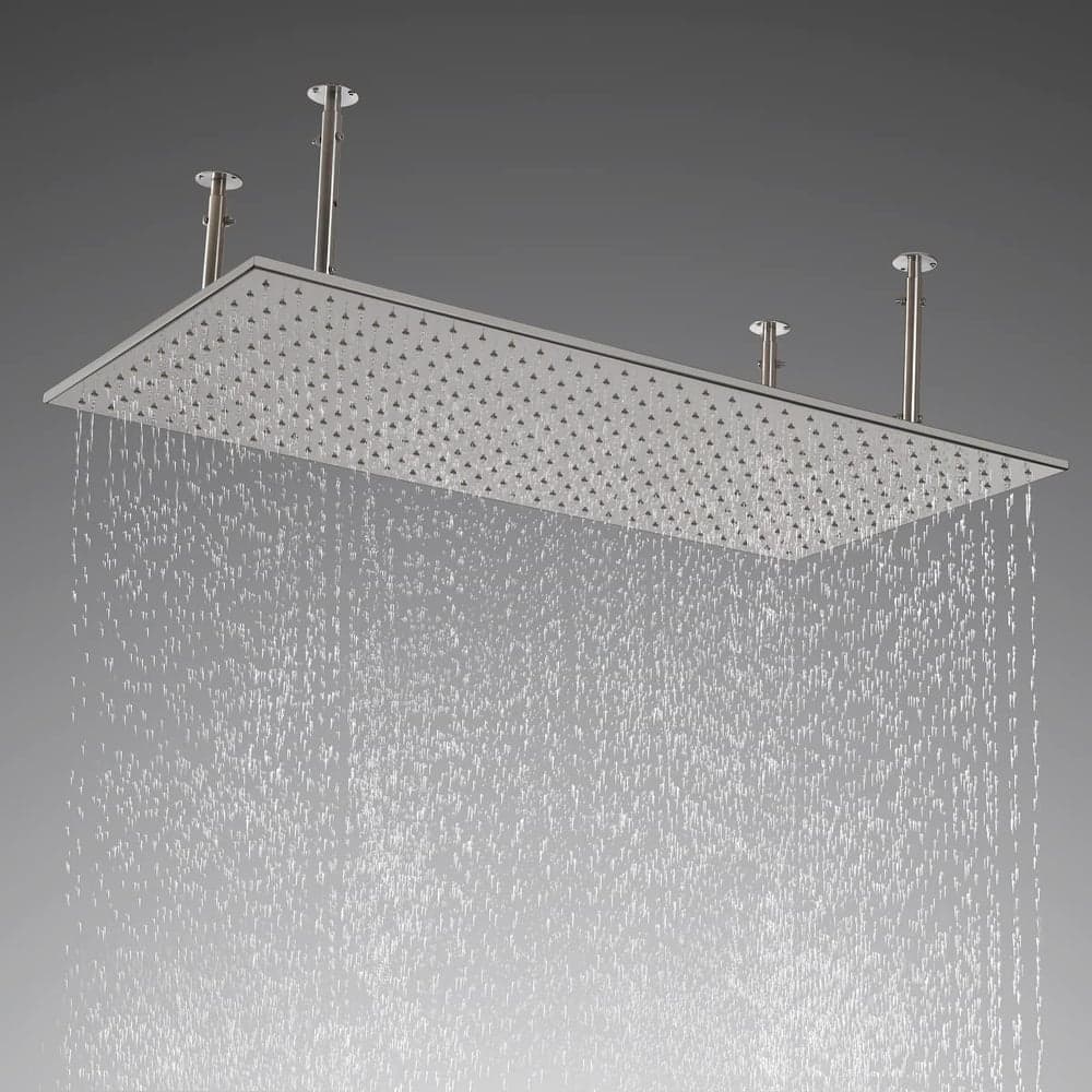 20"x40" Ceiling Mounted Rain Shower Head Modern Luxurious Stainless Steel Rectangle