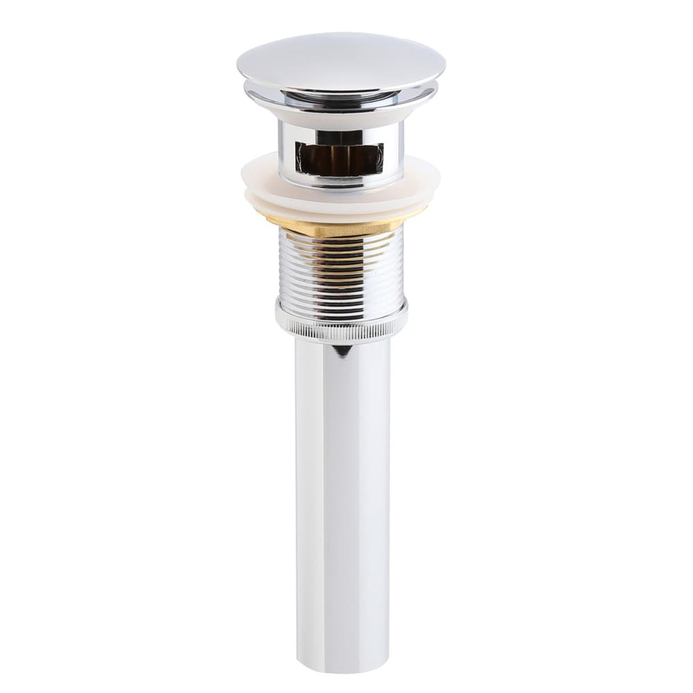 Modern Polished Chrome Solid Brass Pop Up Drain for Bathroom Sinks with Overflow