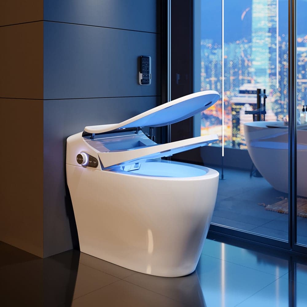 Hynova AX2 Smart Bidet Toilet with Heated Seat & Auto Open/Close Lid, White, 1.28 GPF