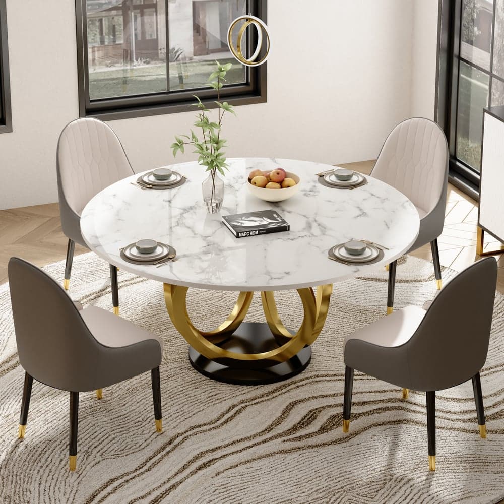 Modern 53" Round Sintered Stone Dining Table, Seats 4
