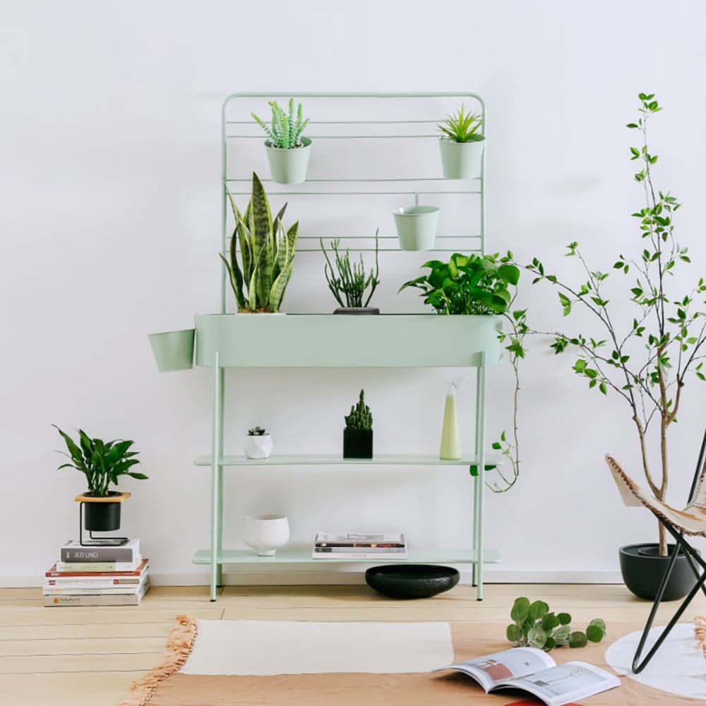 3-Tier Rectangular Plant Stand Storage Shelf with Flowerpots