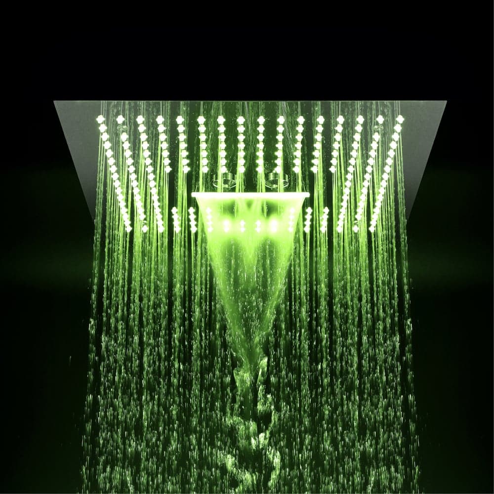 16" Square Ceiling Showerheads 3 Function 304 Stainless Steel Bathroom LED Shower Head