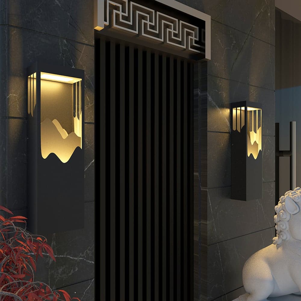 26" Modern Flush Mounted LED Outdoor Lighting Wall Sconces Layered Cuboid