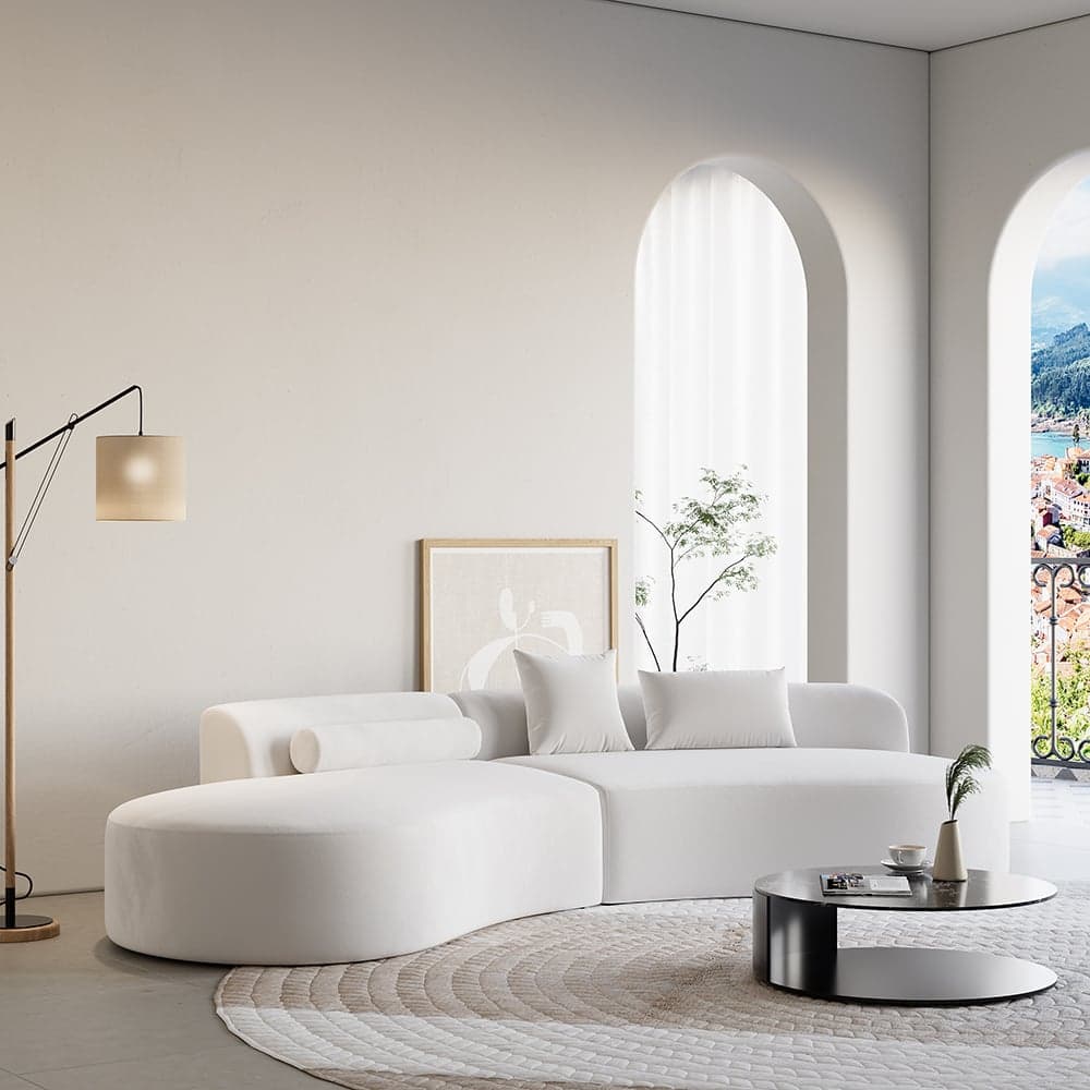 109" 2-Piece Curved Velvet Sectional Sofa with Pillows