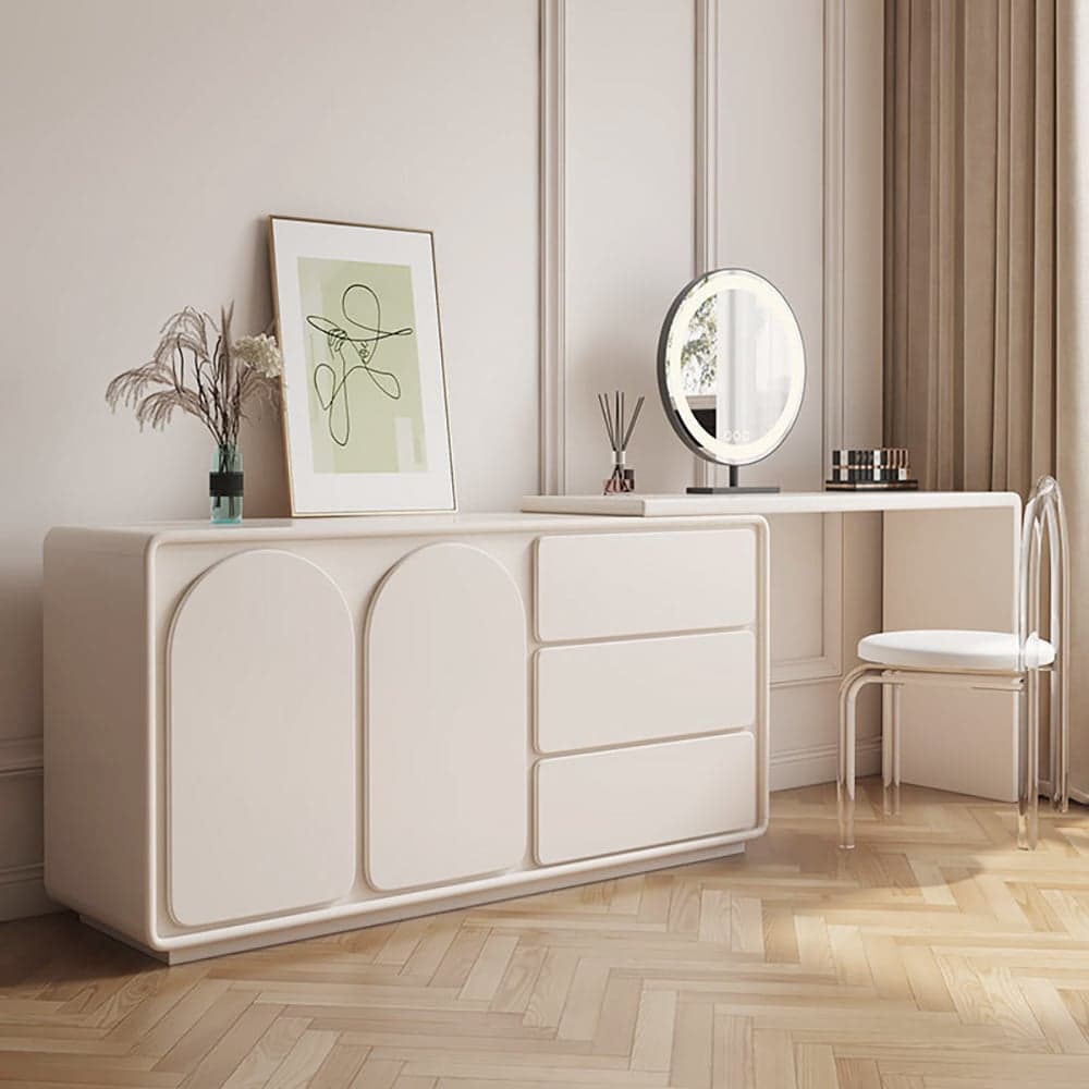 Arem Modern Retractable Makeup Vanity with Drawers & Storage