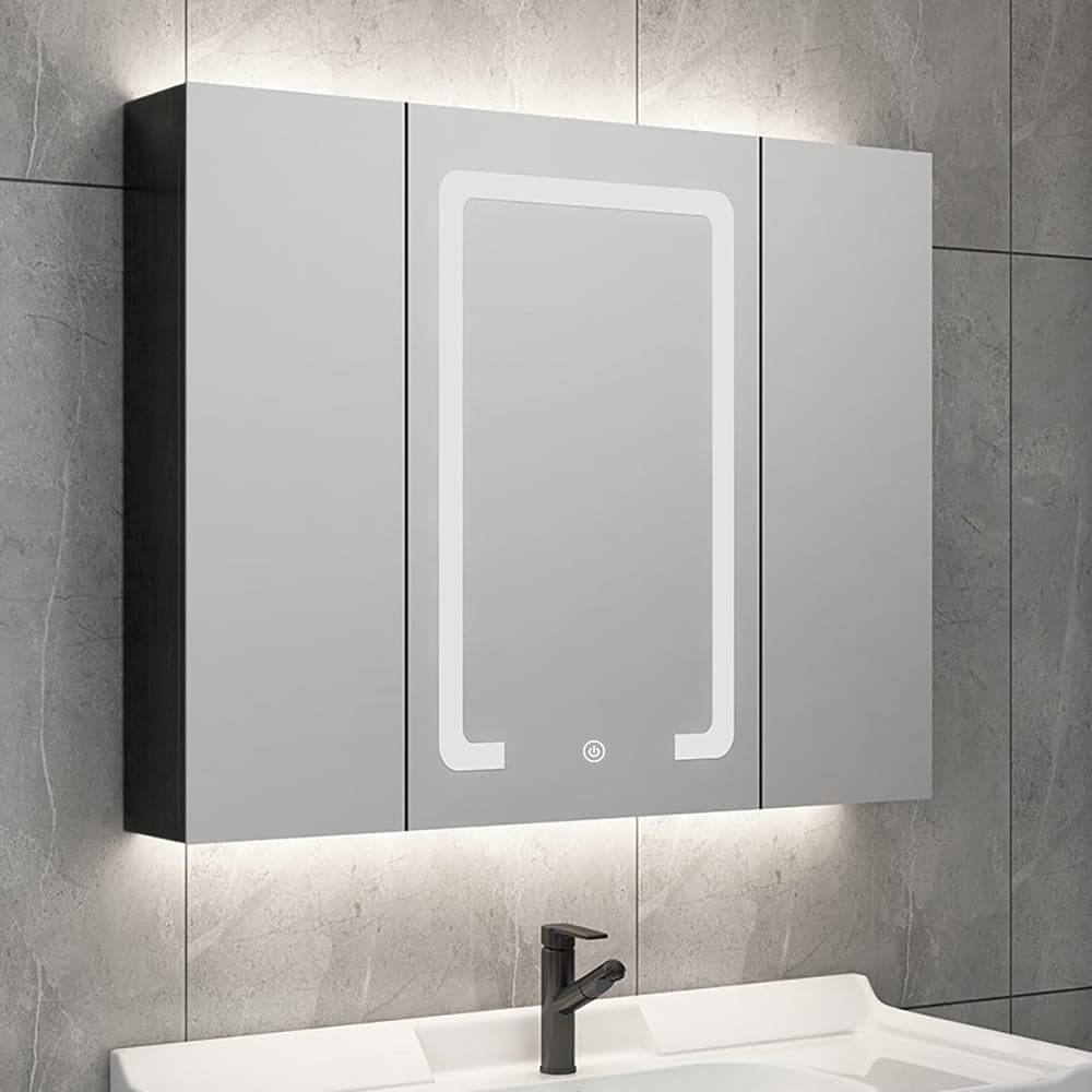 32" Modern Wall-mounted LED Lighted Bathroom Medicine Cabinet Vanity Mirror with Storage