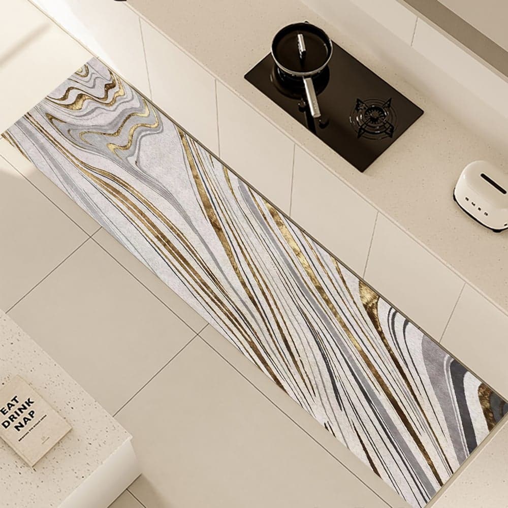 2'X 8' Luxury abstract Runner Washable Rug with Marble Pattern Carpet