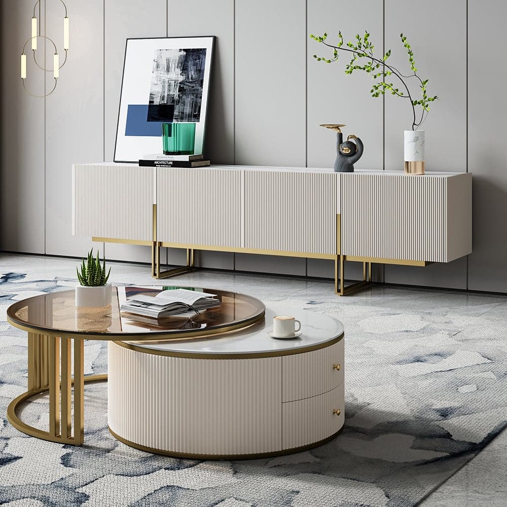 Grovyn 78.7" TV Stand & Nesting Coffee Table Set