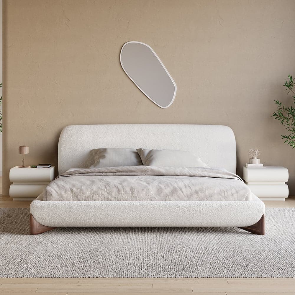 Curva Boucle King Size Bed & 2 Smart 2-Drawer Nightstands Set