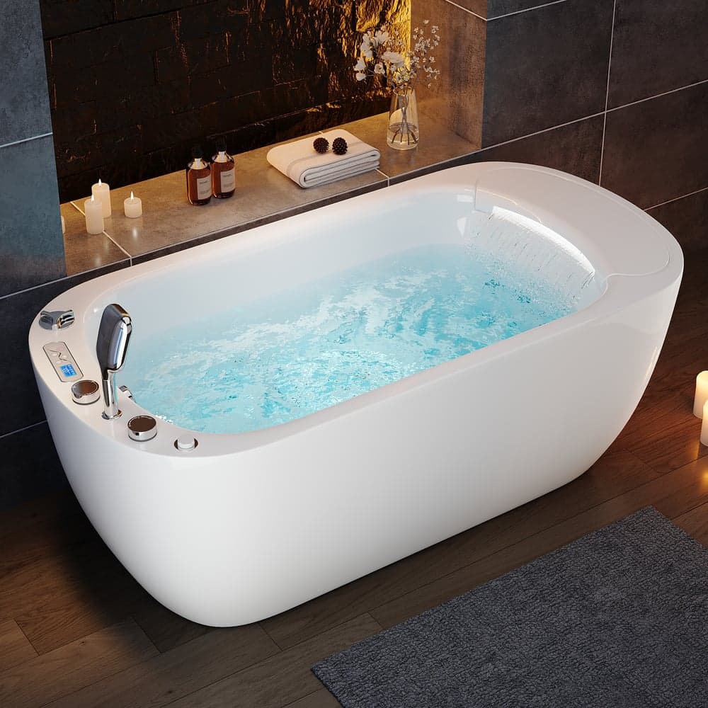 67" 2-Person Whirlpool Bathtub with Massage Jets & Thermostatic Control
